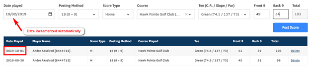 colorado golf association post score